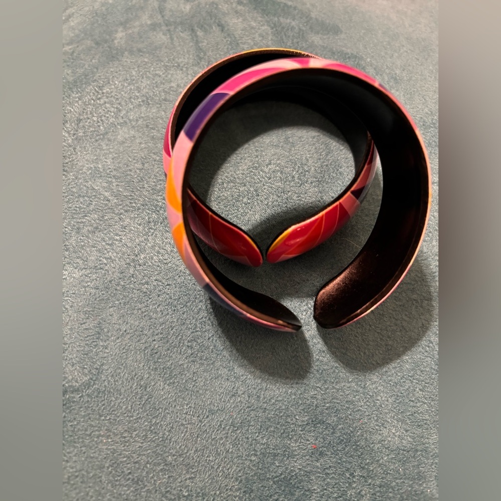 Colorful Geometric Cuff Bangle Set - Picture 2 of 14